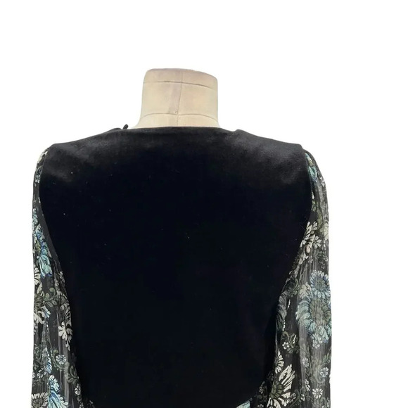 Zara Dress Floral Printed with Black Vest Velvet Layered Long Sleeve Size Small - Picture 9 of 16